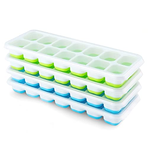 Minimalist Ice Cube Trays 4 Pack, Airabc Silicone with Removable Essentials