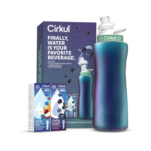 Whimsical Doughnut 32oz. Chameleon Stainless Steel Bottle Starter Kit 95KR - Playful Star & Heart Shaped Geometric NeeDoh Detail