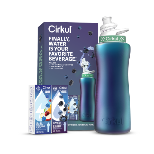 Whimsical Doughnut 32oz. Chameleon Stainless Steel Bottle Starter Kit 95KR - Playful Star & Heart Shaped Geometric NeeDoh Detail